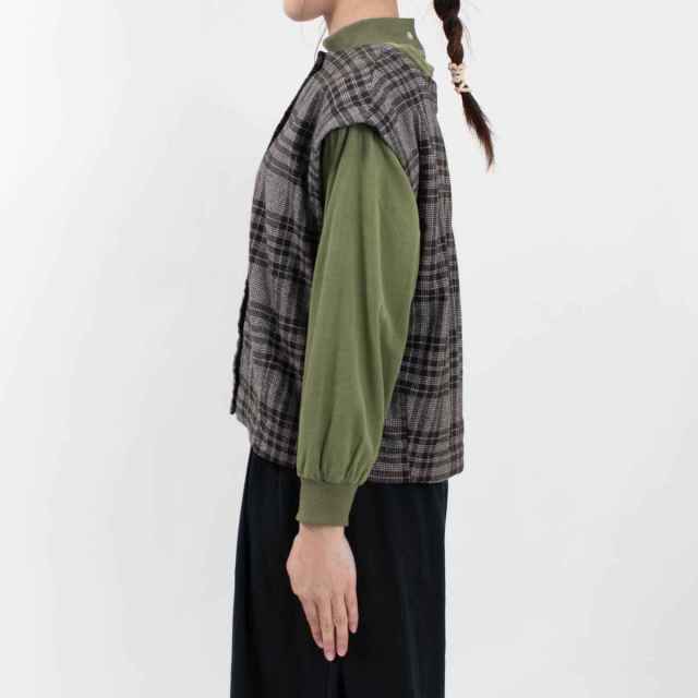 SK8135240  SUN VALLEY コットン平織×二重織起毛2WAYベスト