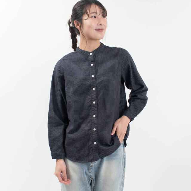 SUN VALLEY 製品染めオックススタンドカラーシャツ