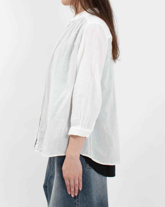 SUN VALLEY 日本製品染ボイルギャザー8分袖シャツ SKT002007