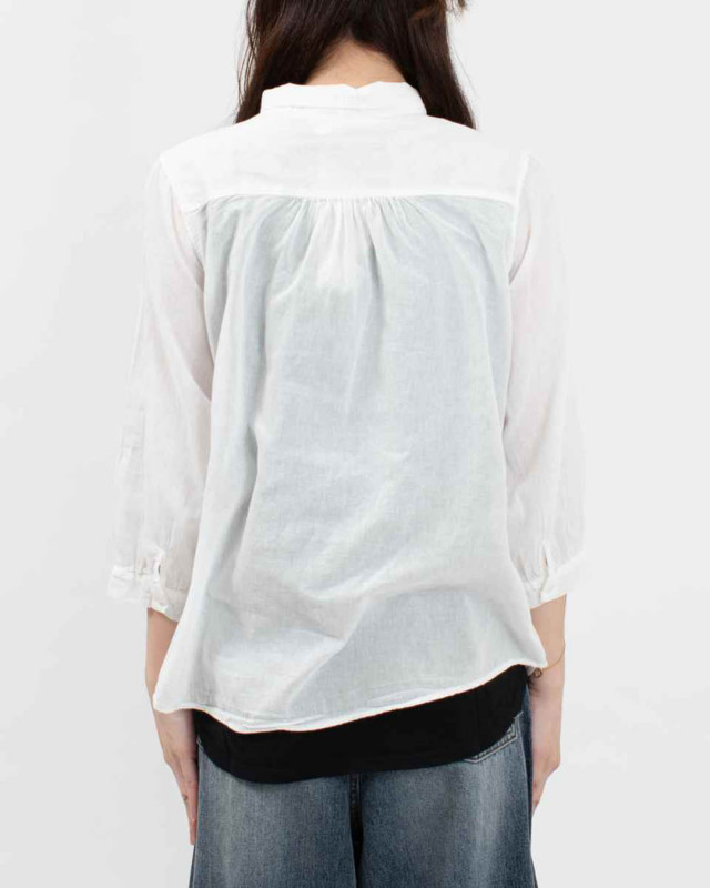 SUN VALLEY 日本製品染ボイルギャザー8分袖シャツ SKT002007