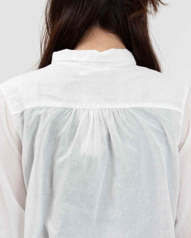 SUN VALLEY 日本製品染ボイルギャザー8分袖シャツ SKT002007