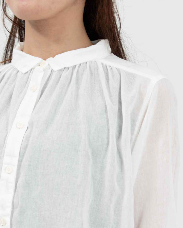 SUN VALLEY 日本製品染ボイルギャザー8分袖シャツ SKT002007