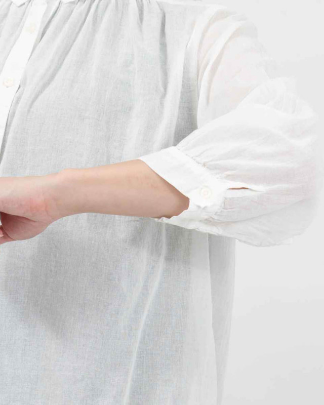 SUN VALLEY 日本製品染ボイルギャザー8分袖シャツ SKT002007