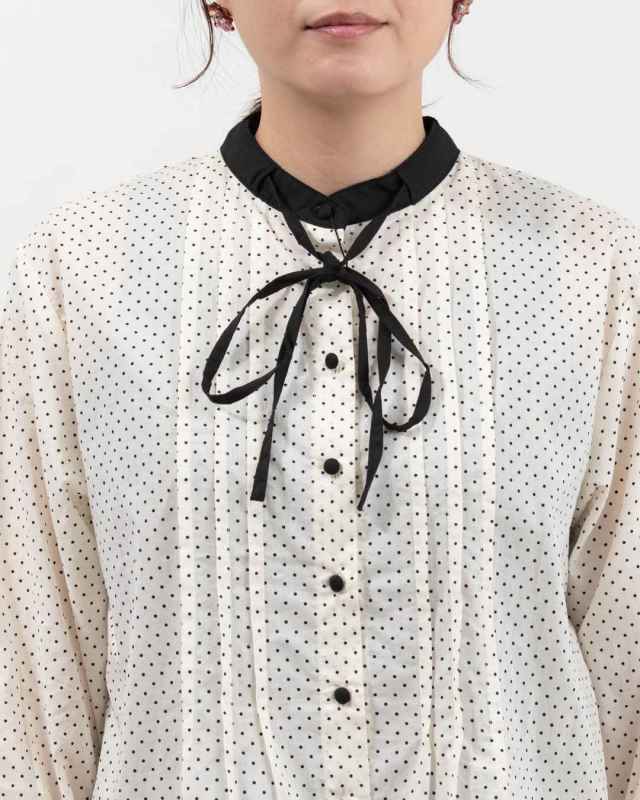 TZ261C-BR43  le ciel a tempsdoux ドットプリントブラウス