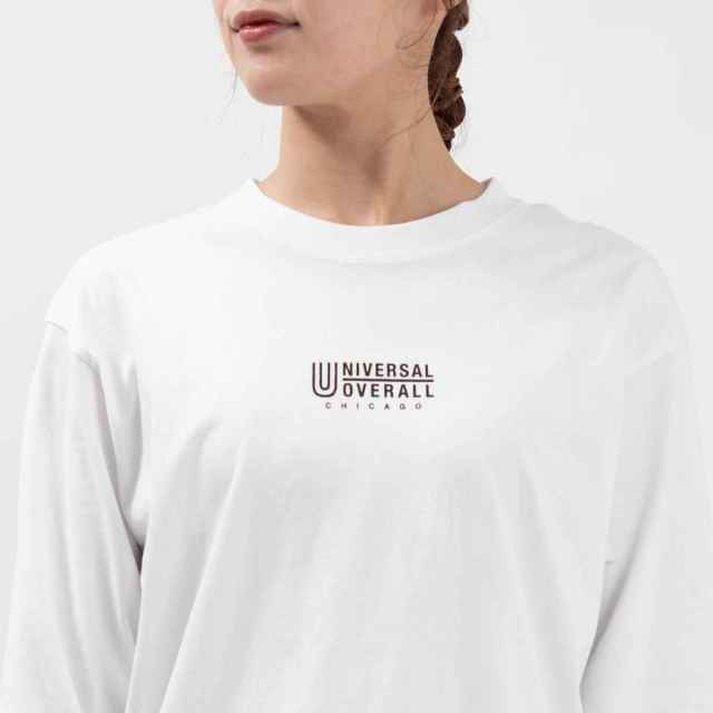 UNIVERSAL OVERALL ユニバーサル オーバーオール センターロゴロングスリーブ U2233210-B ユニセックス ロゴT デイリー コーデ 服  大人 カジュアル UNIVERSAL OVERALL センターロゴロングスリーブ ｜ナチュラル