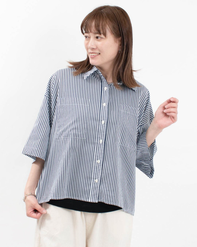 WLA2545  Noia ストライプ/チェック キャンブリックボイル 半袖シャツ
