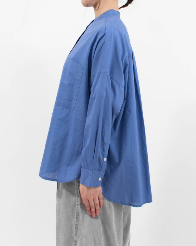 WLA2650  Noia キャンブリックボイル無地バンドカラーシャツ