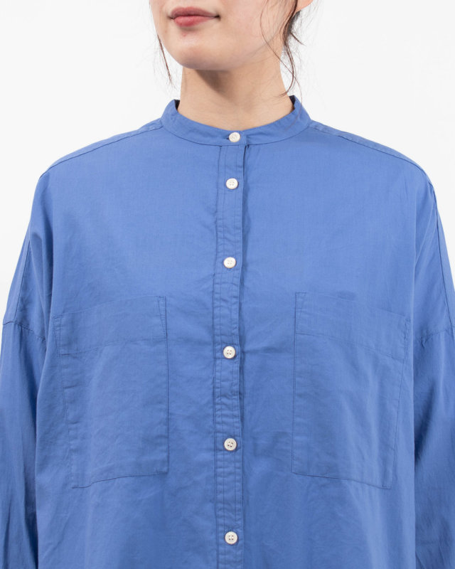 WLA2650  Noia キャンブリックボイル無地バンドカラーシャツ