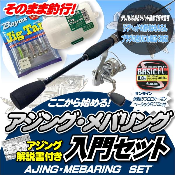 【送料無料】アジング・メバリングセット ライトロックフィッシュロッド・ライン付きリール 1000S・ケース・ルアー4点セット
