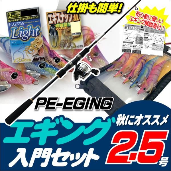 エギング入門セット ロッド・ダイワリールPEライン付き・エギ ラトル