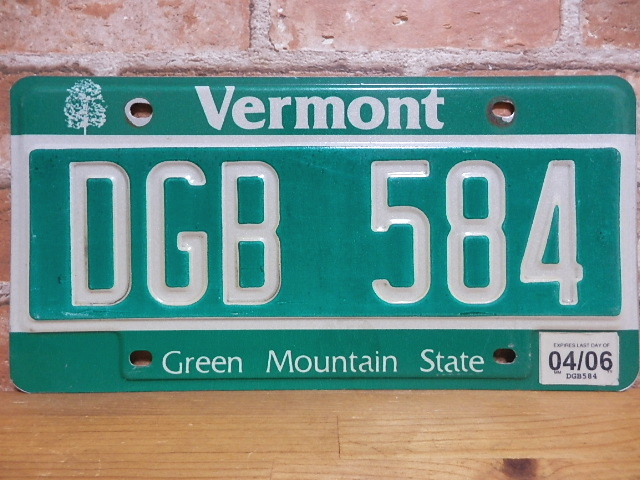 USEDナンバープレート　 バーモント　ＶＴ