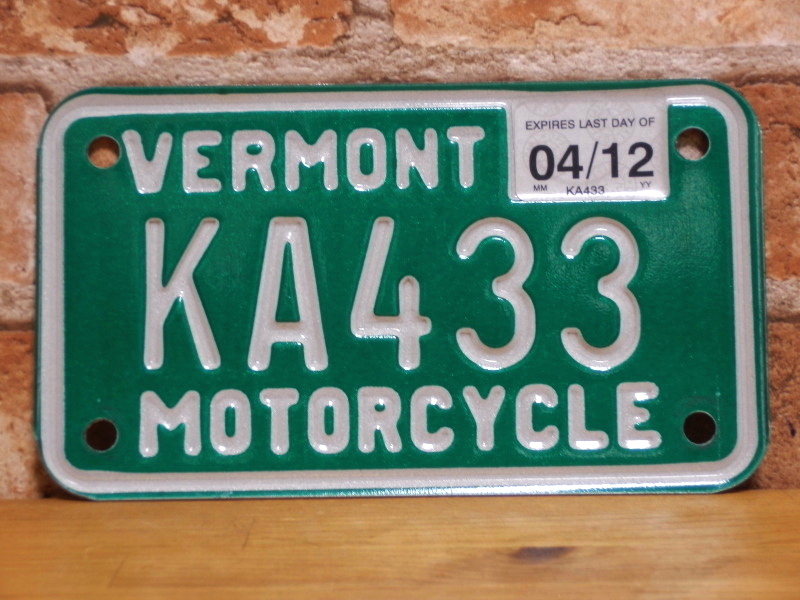 USEDモーターサイクルナンバープレート　 バーモント