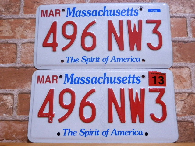 USEDペアプレート　マサチューセッツ　ＭA