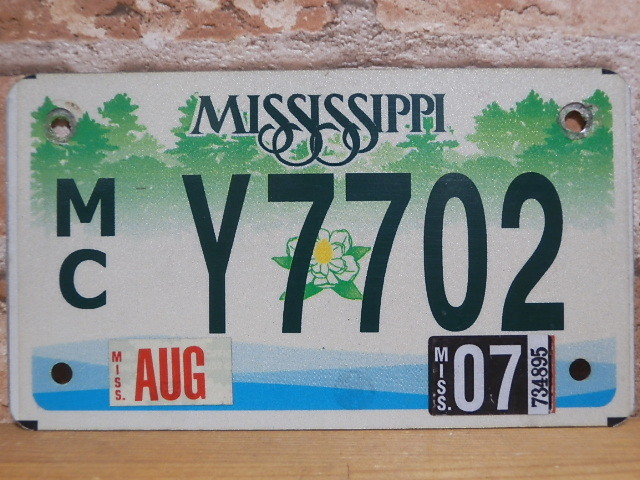 USEDモーターサイクル ナンバープレート  ミシシッピ