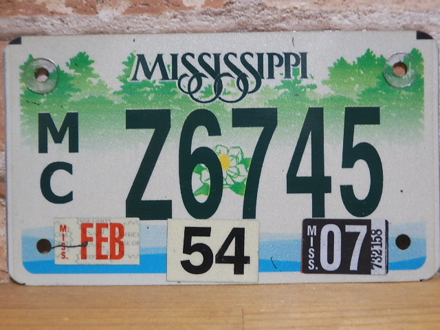 USEDモーターサイクル ナンバープレート  ミシシッピ