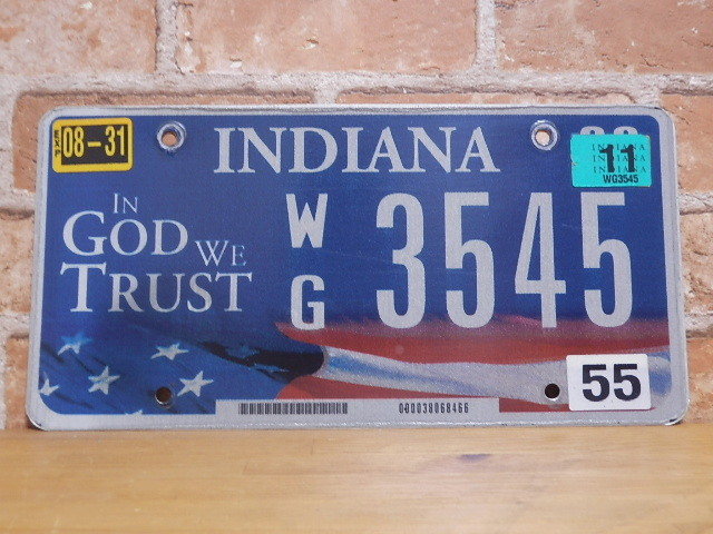 USEDナンバープレート　インディアナ　ＩＮ