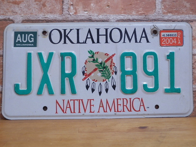 USEDナンバープレート　オクラホマ　OK