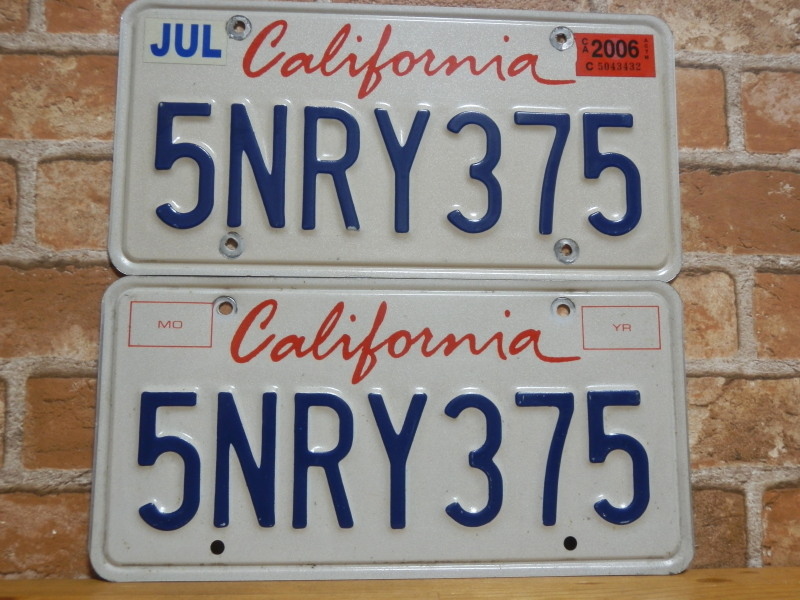 USED  ペアプレート　カリフォルニアw　ＣＡ