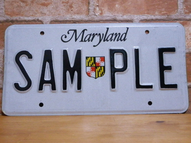 USEDサンプルプレート　メリーランド　ＭＤ