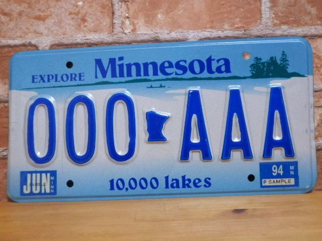 USEDサンプルプレート　ミネソタ　ＭＮ