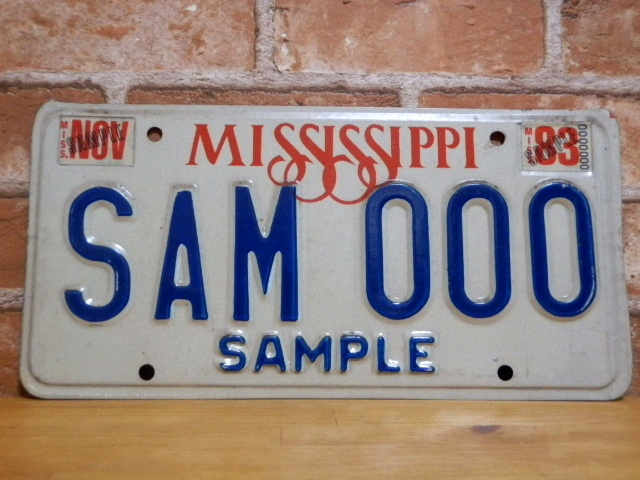 USEDサンプルプレート　ミシシッピ　ＭＳ