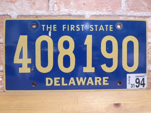 USEDナンバープレート　デラウェア　ＤＥ