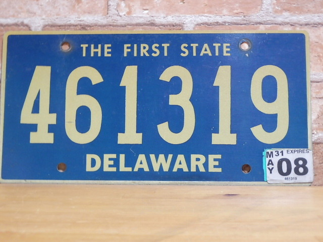 USEDナンバープレート　デラウェア　ＤＥ