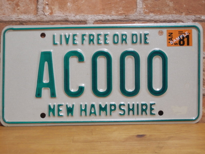 USEDサンプルプレート　ニューハンプシャー　NH