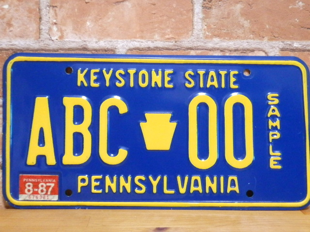 USEDサンプルプレート　ペンシルベニア　ＰＡ