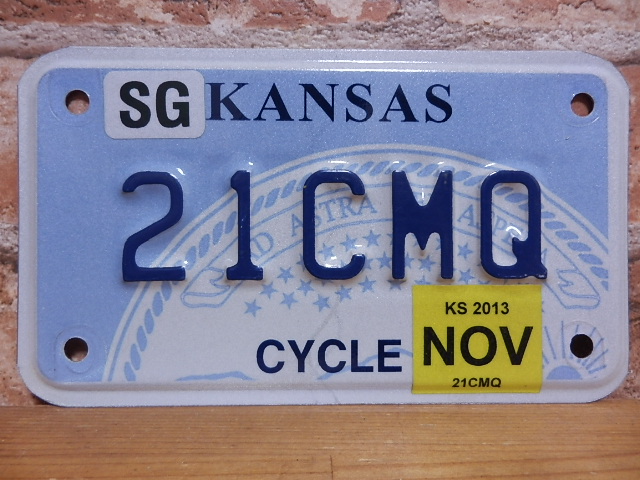 USEDモーターサイクル ナンバープレート  カンザス
