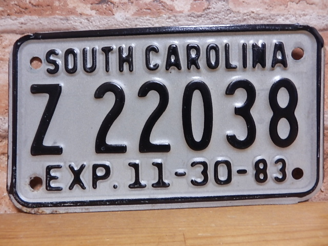 USEDモーターサイクル ナンバープレート  サウスカロライナ