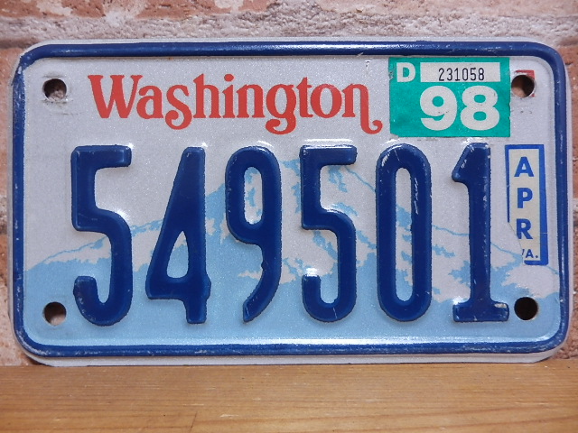 USEDモーターサイクルナンバーナンバープレート　 ワシントン　ＷＡ