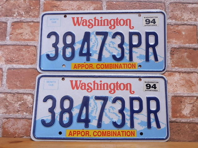 USEDペアプレート　ワシントン w　 ＷＡ