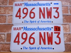 USEDペアプレート　マサチューセッツ　ＭA
