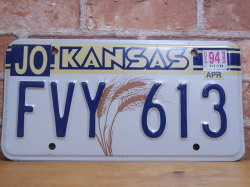 USEDナンバープレート　カンザス　ＫＳ