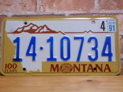 USEDナンバープレート　モンタナ　ＭＴ