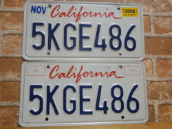 USEDペアプレート　カリフォルニアw　ＣＡ