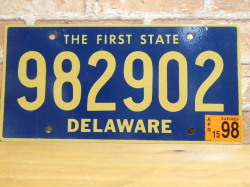 USEDナンバープレート　デラウェア　ＤＥ