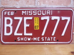 USEDナンバープレート　ミズーリ　ＭＯ