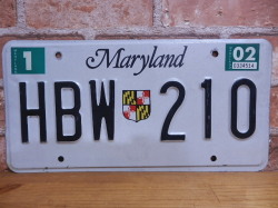USEDナンバープレート　メリーランド　ＭＤ