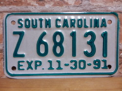 USEDモーターサイクル ナンバープレート  サウスカロライナ