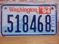 USEDモーターサイクルナンバーナンバープレート　 ワシントン　ＷＡ