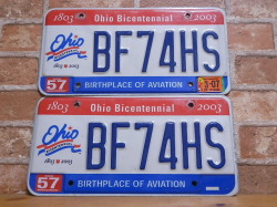 USEDペアプレート 　オハイオｗ　ＯＨ