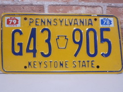 USEDナンバープレート　ペンシルベニア　ＰＡ