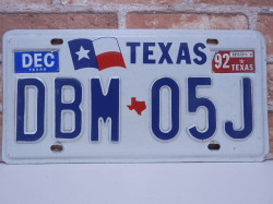 USEDナンバープレート　テキサス　ＴＸ