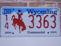 USEDナンバープレート　ワイオミング　WY