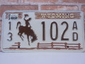 USEDナンバープレート　ワイオミング　WY