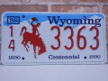 USEDナンバープレート　ワイオミング　WY