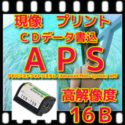 APS フィルム現像+L版各1枚プリント+インデックス１枚+ＣＤ書込（高解像度16Ｂ）