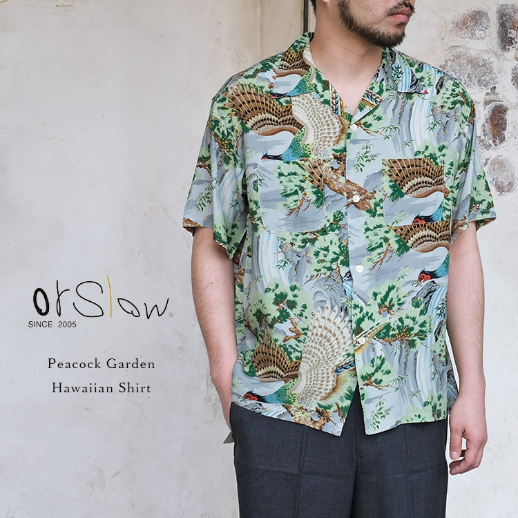 orSlow Peacock Garden Hawaiian Shirt